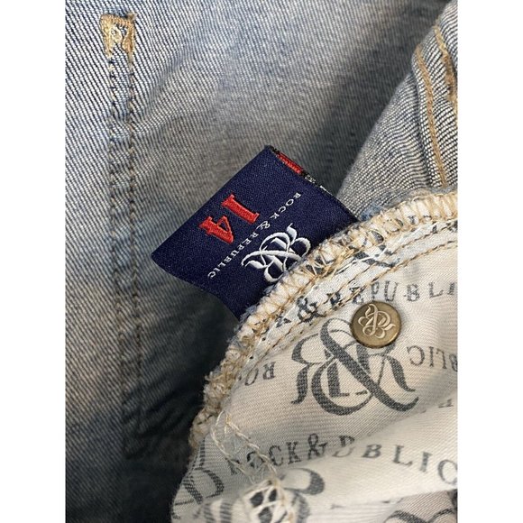 Rock & Republic Blue Denim Jeans Indee 14 Women's Light Wash Destressed 36x27 - Picture 5 of 5